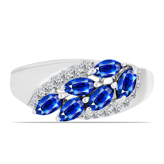 Silberring mit australischem blauem Saphir und weißem Topas