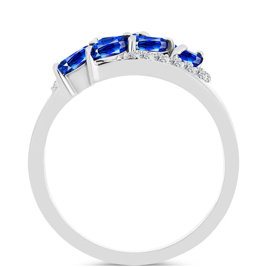 Silberring mit australischem blauem Saphir und weißem Topas