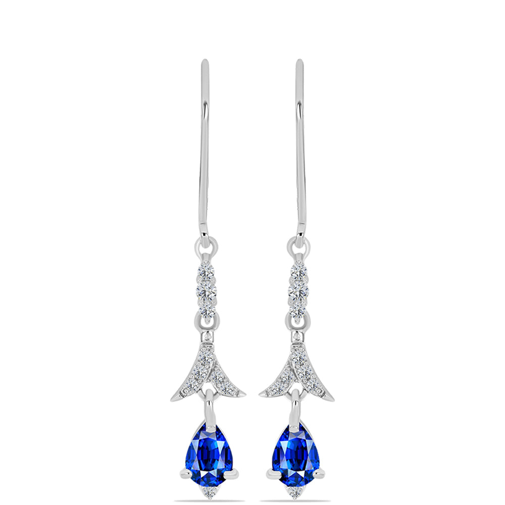 Silberohrringe mit australischem blauem Saphir und weißem Topas