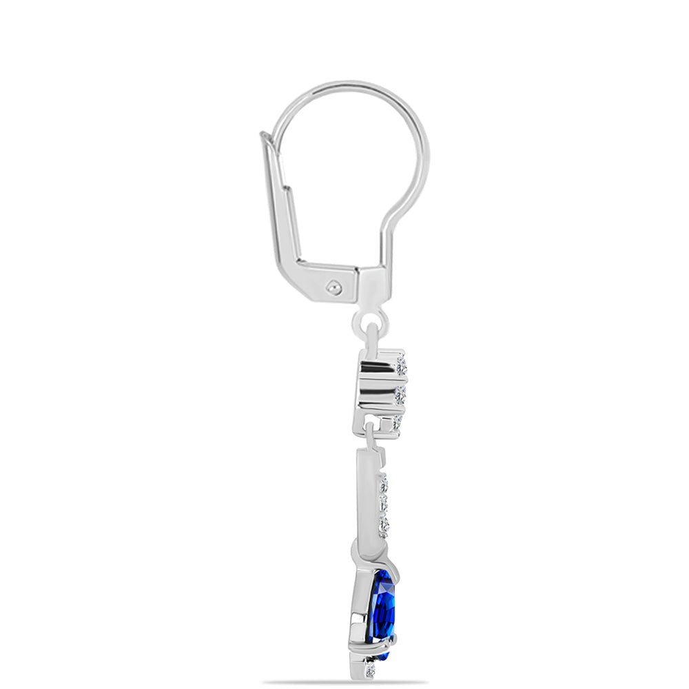 Silberohrringe mit australischem blauem Saphir und weißem Topas 2 