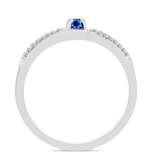 Silberring mit australischem blauem Saphir und weißem Topas