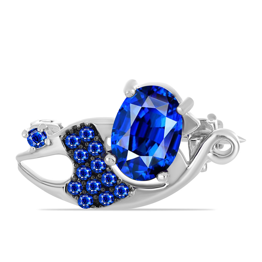 Silberbrosche mit australischem blauem Saphir