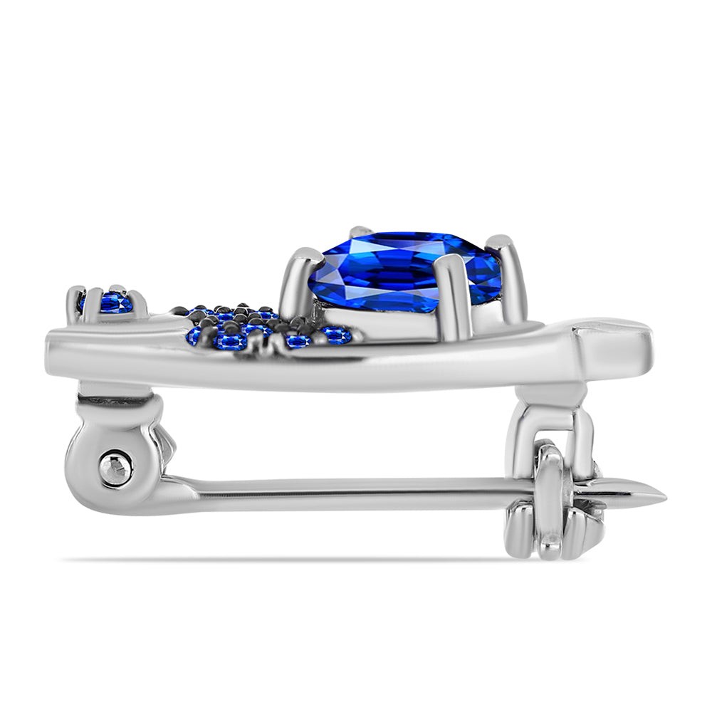 Silberbrosche mit australischem blauem Saphir 2 