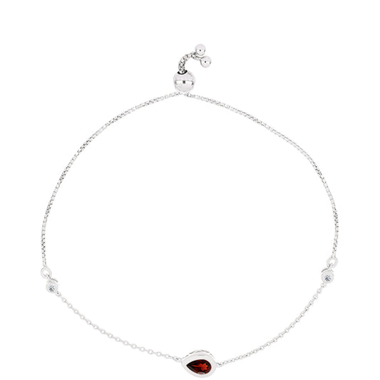 Silberarmband mit Barton Granat und weißem Topas
