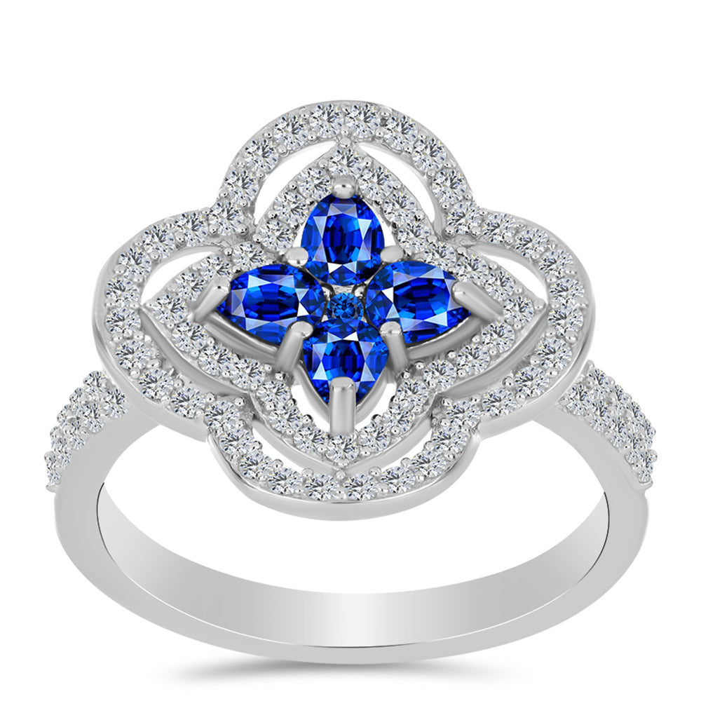 Silberring mit australischem blauem Saphir und weißem Topas