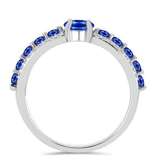 Silberring mit australischem blauem Saphir und weißem Topas