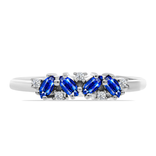 Silberring mit australischem blauem Saphir und weißem Topas