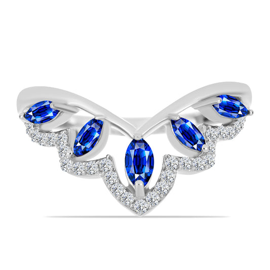 Silberring mit australischem blauem Saphir und weißem Topas