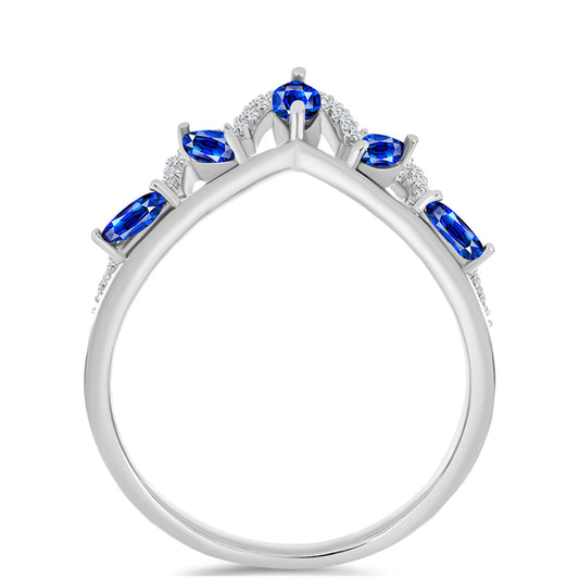 Silberring mit australischem blauem Saphir und weißem Topas