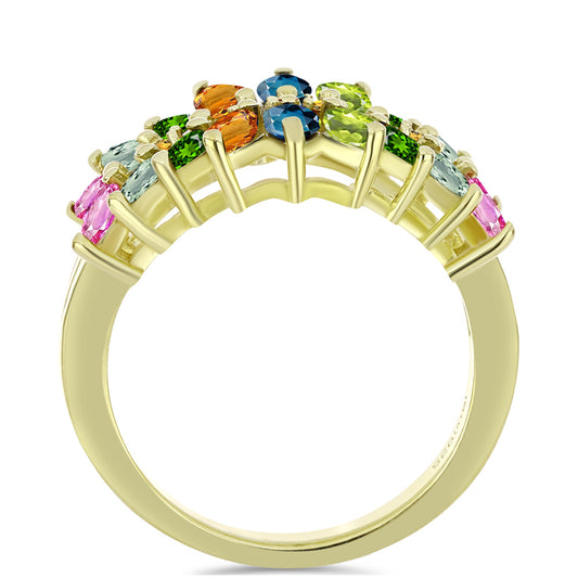 Goldplattierter Silberring mit Chakra Turmalin