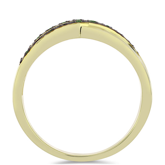Goldplattierter Silberring mit grünem Diamant