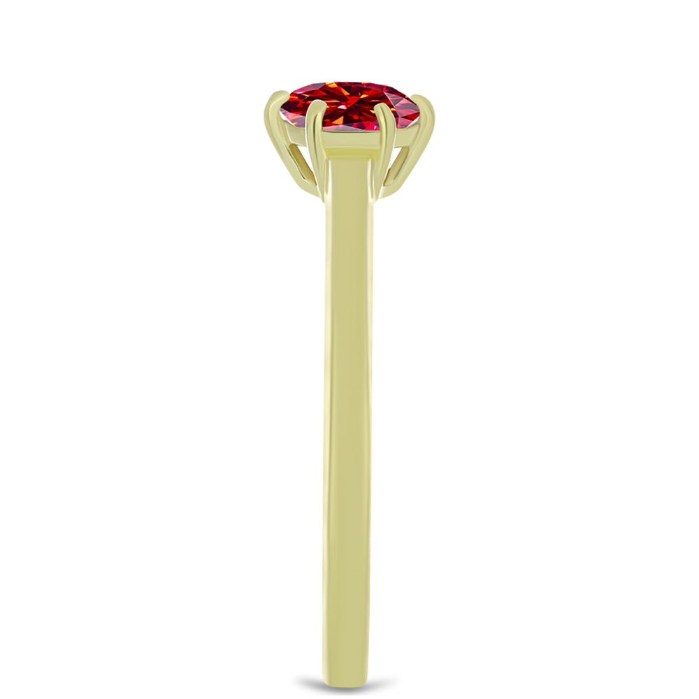 Goldplattierter Silberring mit majestätischem rotem Moissanit 4 