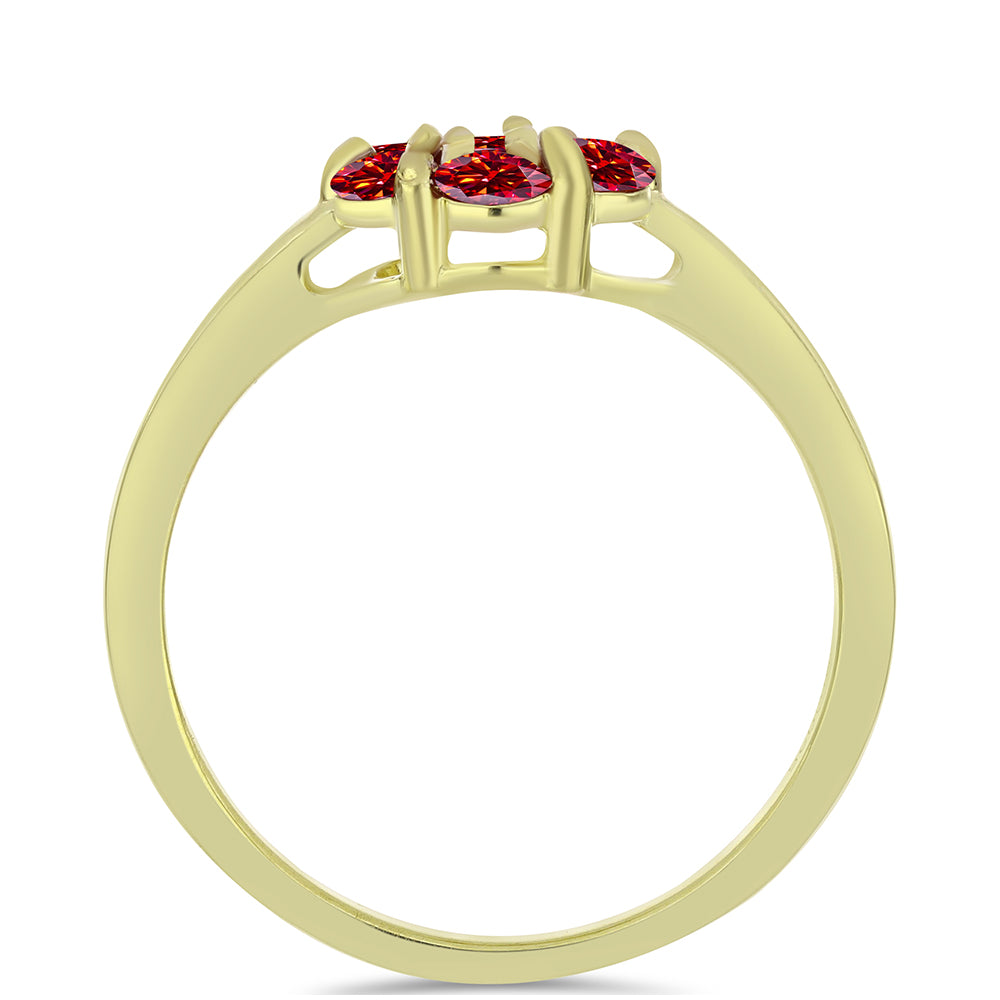 Goldplattierter Silberring mit majestätischem rotem Moissanit 2 