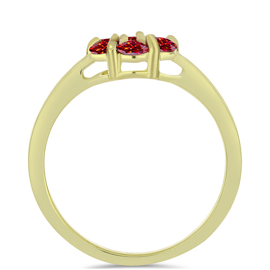 Goldplattierter Silberring mit majestätischem rotem Moissanit