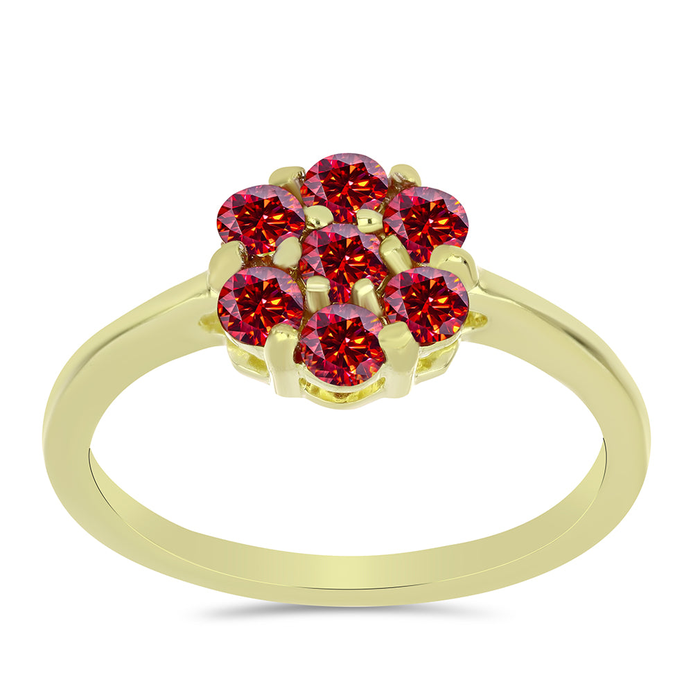 Goldplattierter Silberring mit majestätischem rotem Moissanit 3 