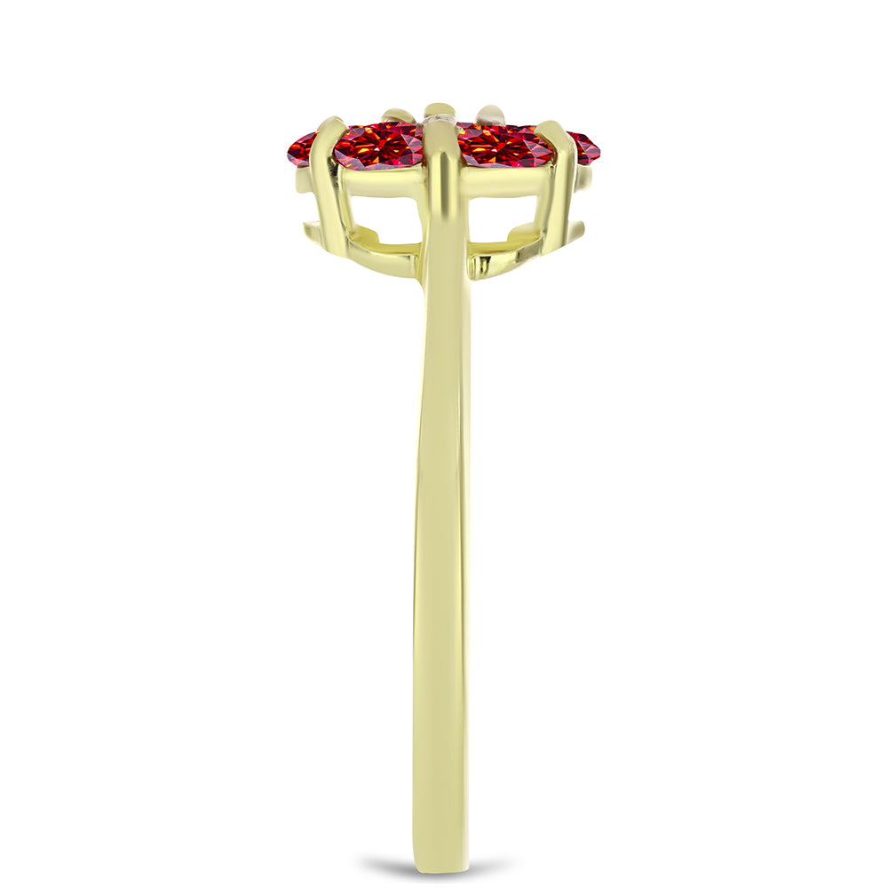 Goldplattierter Silberring mit majestätischem rotem Moissanit 4 