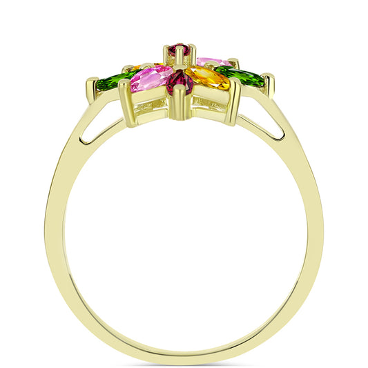 Goldplattierter Silberring mit Chakra Turmalin