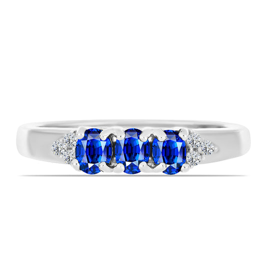 Silberring mit australischem blauem Saphir und weißem Topas