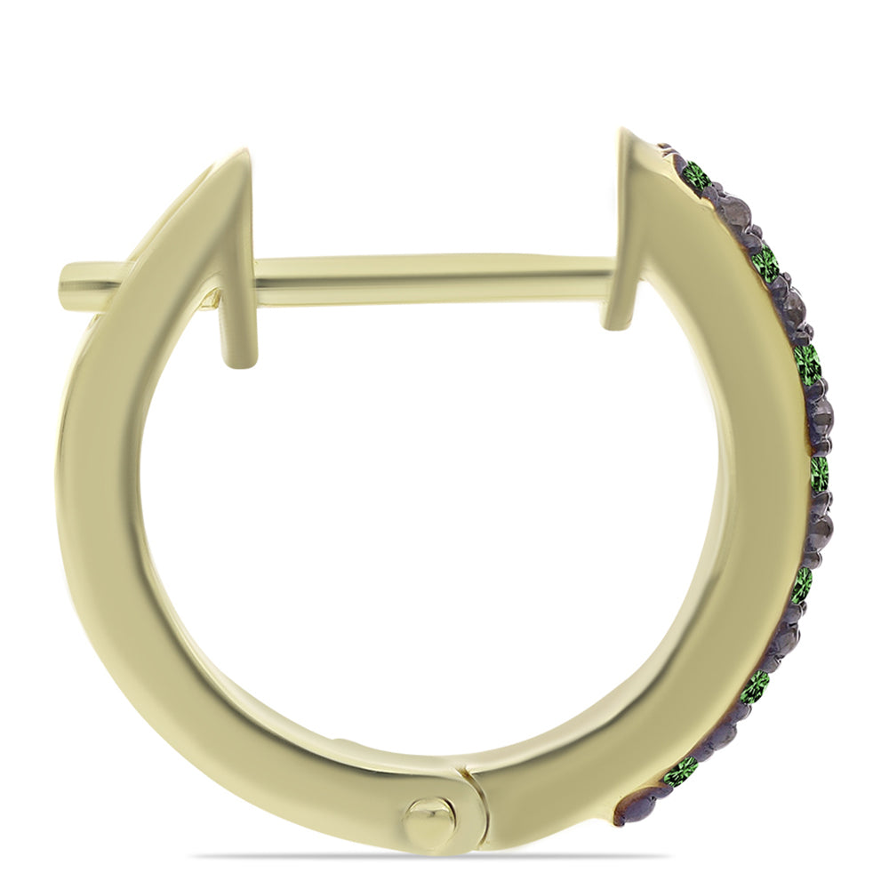 Goldplattierte Silberohrringe mit grünem Diamant 2 