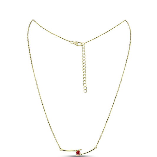 Goldplattierte Silberhalskette mit majestätischem rotem Moissanit