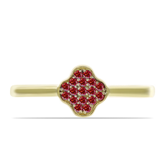 Goldplattierter Silberring mit majestätischem rotem Moissanit