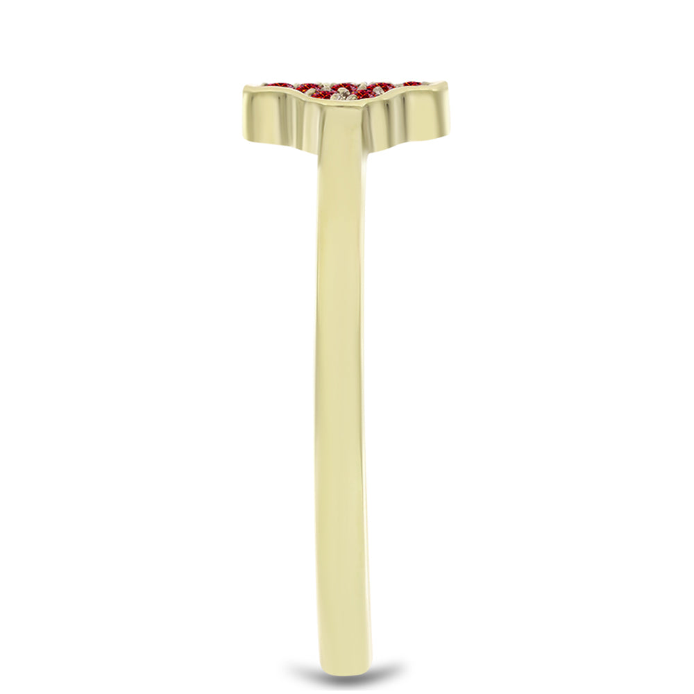 Goldplattierter Silberring mit majestätischem rotem Moissanit 4 