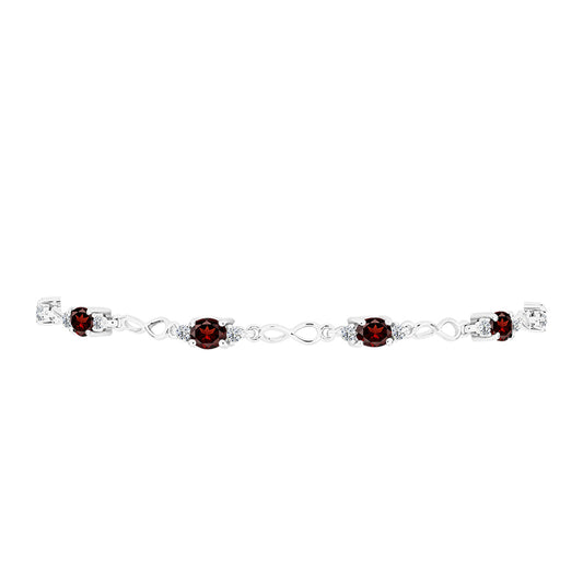 Silberarmband mit Barton Granat und weißem Topas
