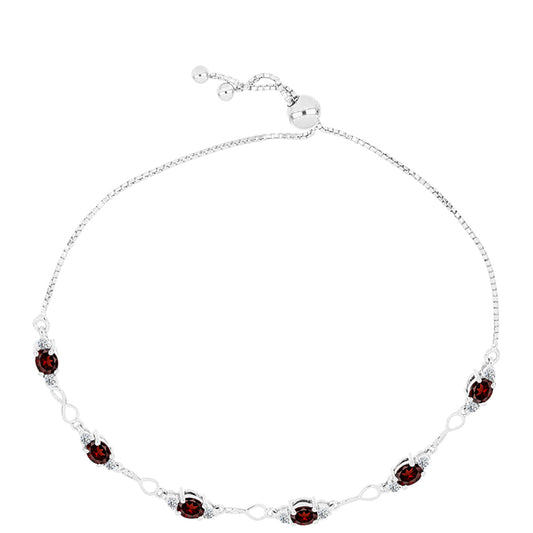 Silberarmband mit Barton Granat und weißem Topas