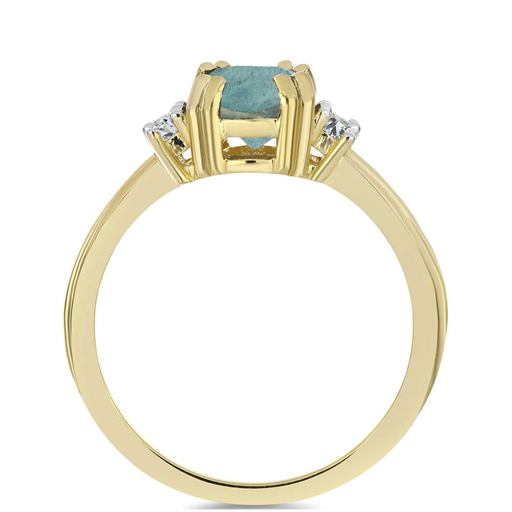 Goldplattierter Silberring mit Labradorit und weißem Topas
