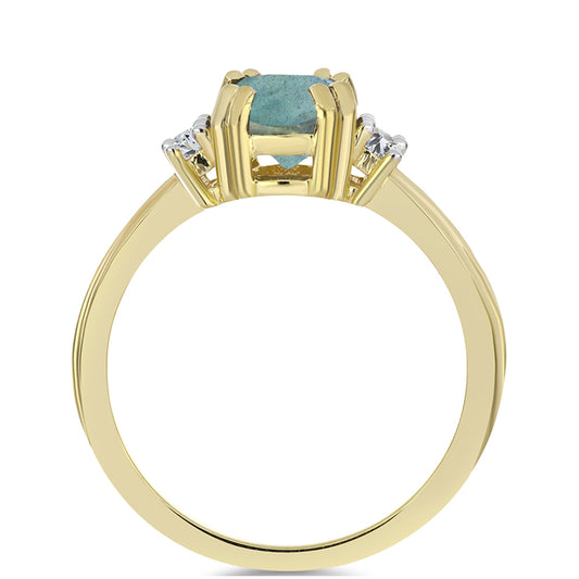 Goldplattierter Silberring mit Labradorit und weißem Topas
