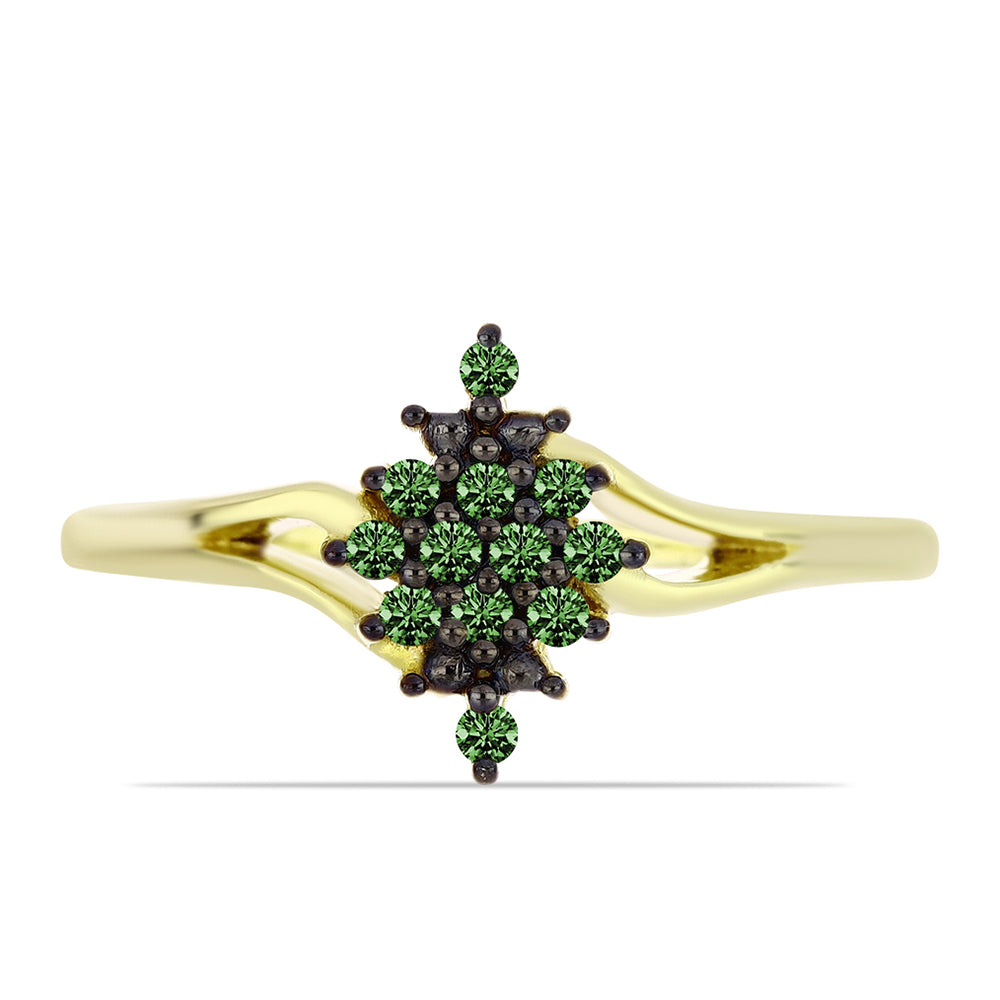 Goldplattierter Silberring mit grünem Diamant 1 