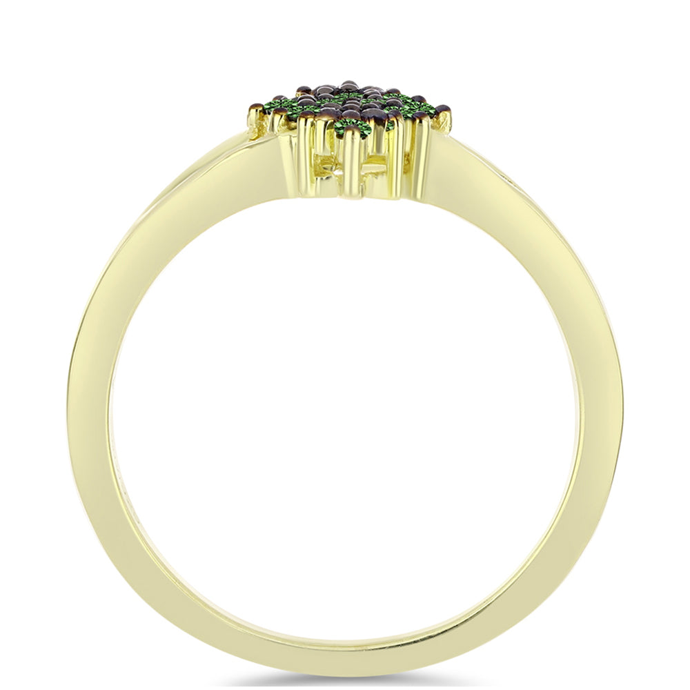 Goldplattierter Silberring mit grünem Diamant 2 