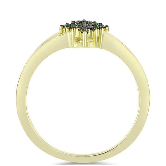 Goldplattierter Silberring mit grünem Diamant