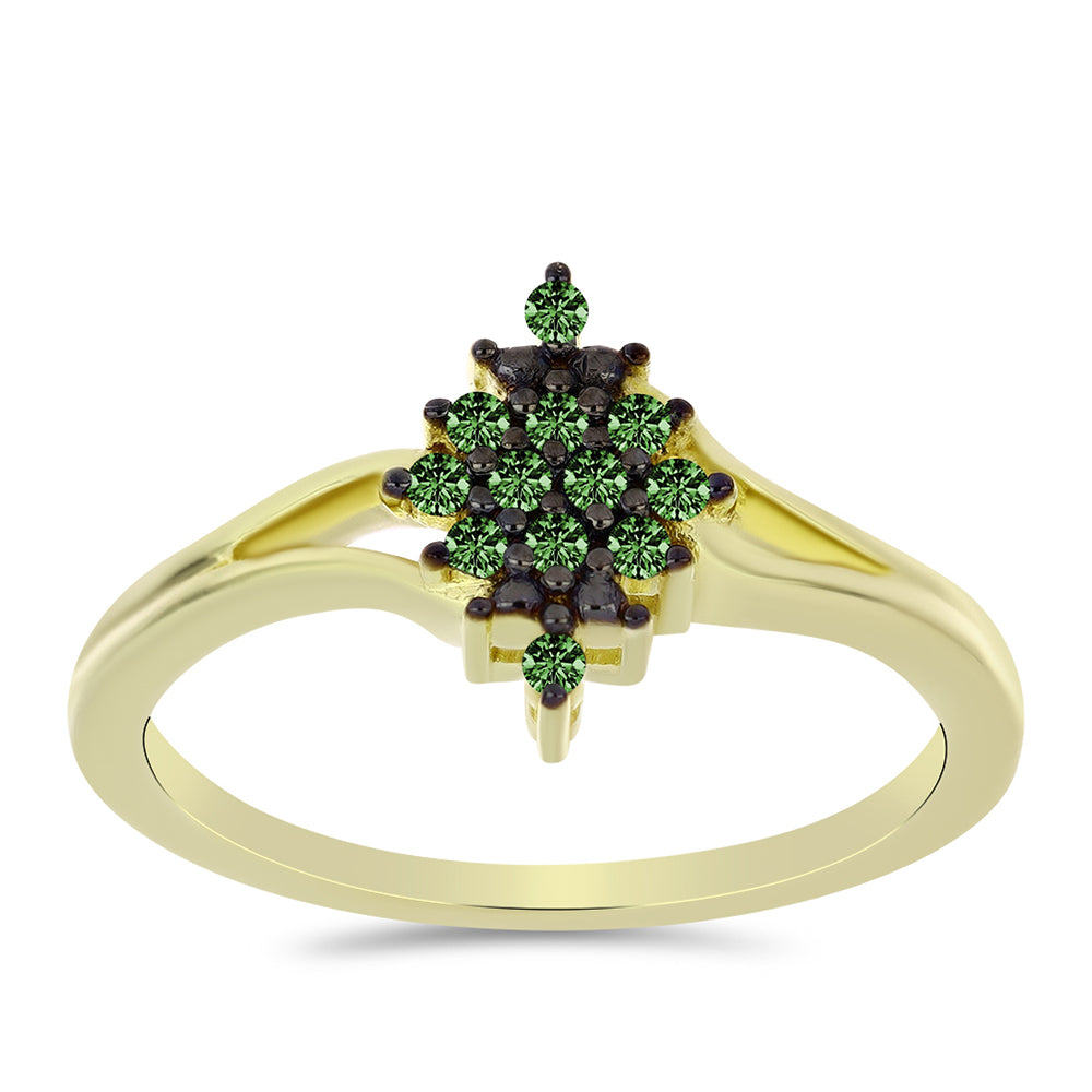 Goldplattierter Silberring mit grünem Diamant 3 