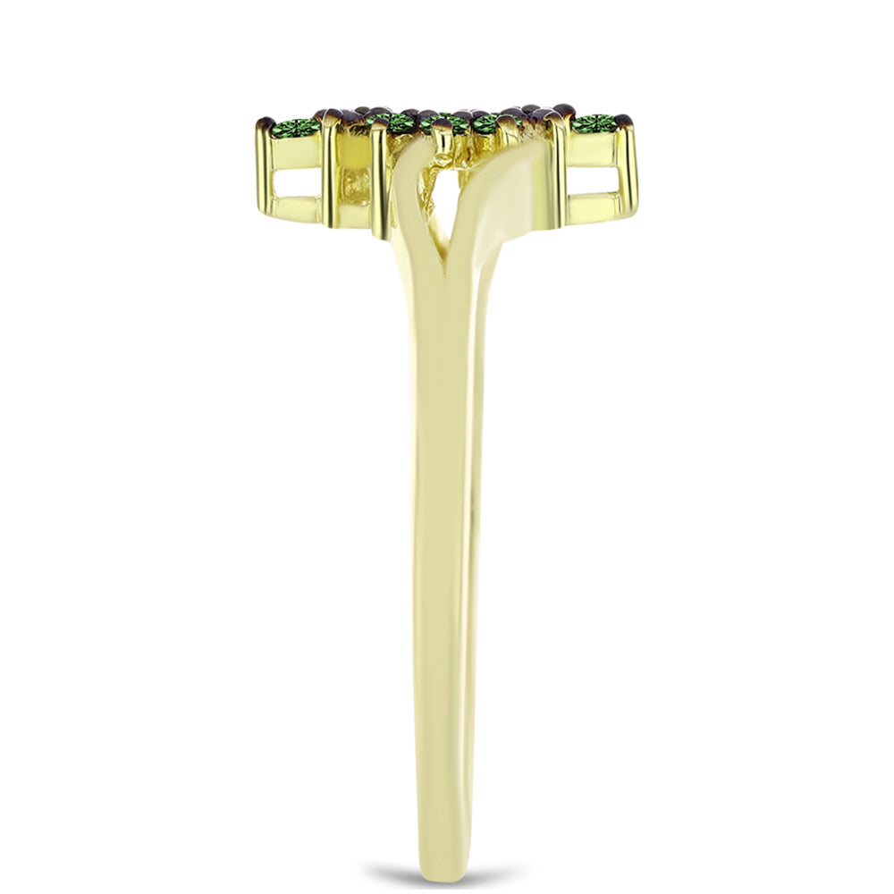 Goldplattierter Silberring mit grünem Diamant 4 