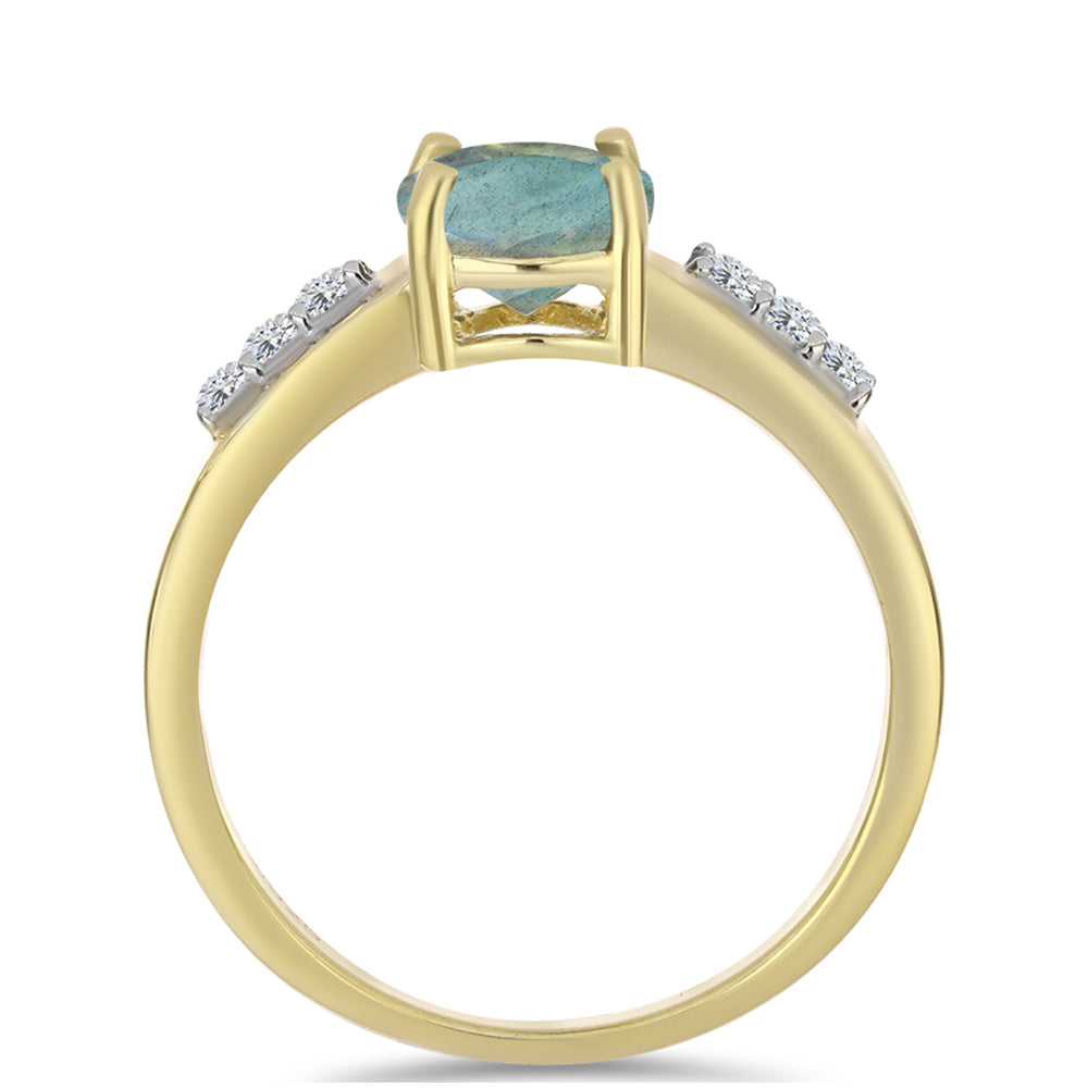 Goldplattierter Silberring mit Labradorit und weißem Topas