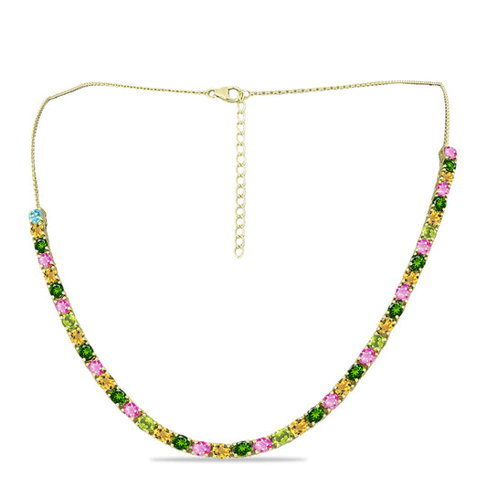 Goldplattierte Silberhalskette mit Chakra Turmalin