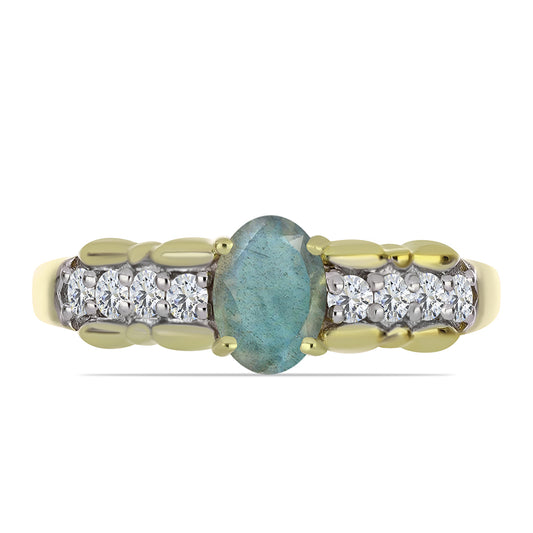 Goldplattierter Silberring mit Labradorit und weißem Topas