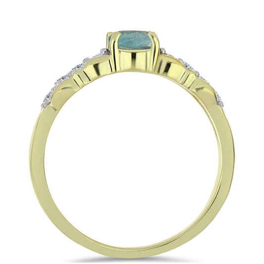 Goldplattierter Silberring mit Labradorit und weißem Topas