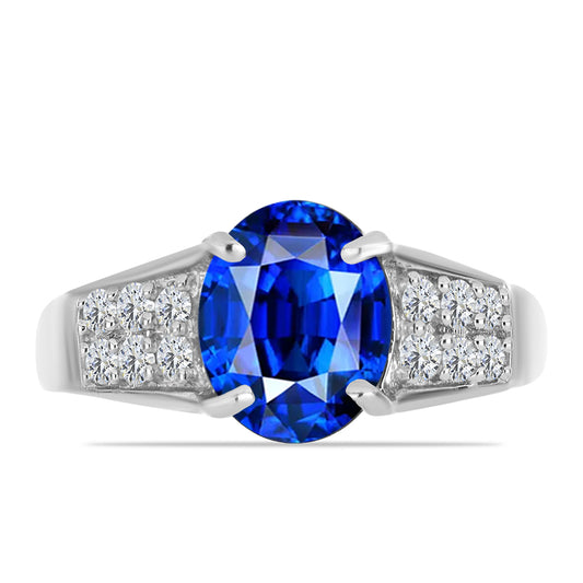 Silberring mit australischem blauem Saphir und weißem Topas