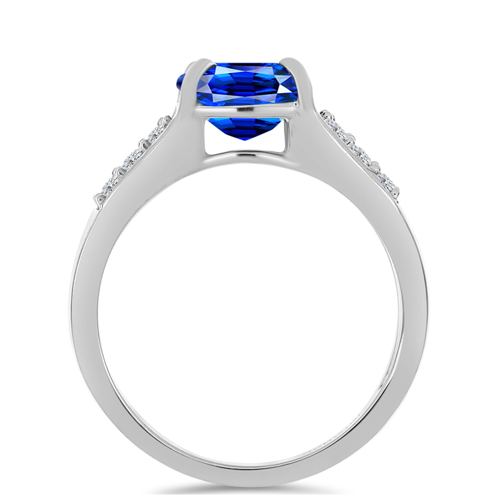 Silberring mit australischem blauem Saphir und weißem Topas 2 