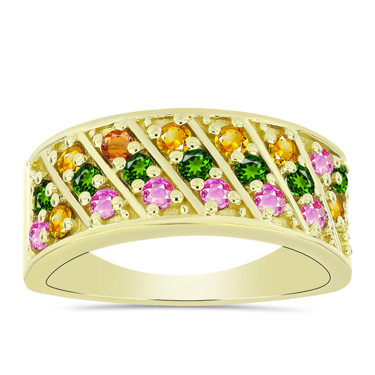 Goldplattierter Silberring mit Chakra Turmalin