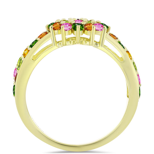 Goldplattierter Silberring mit Chakra Turmalin