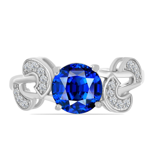 Silberring mit australischem blauem Saphir und weißem Topas