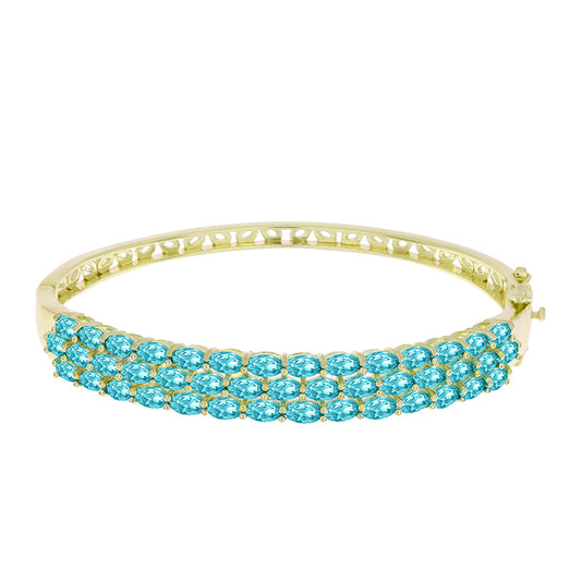 Goldplattierter Silberarmreif mit Paraiba Quarz