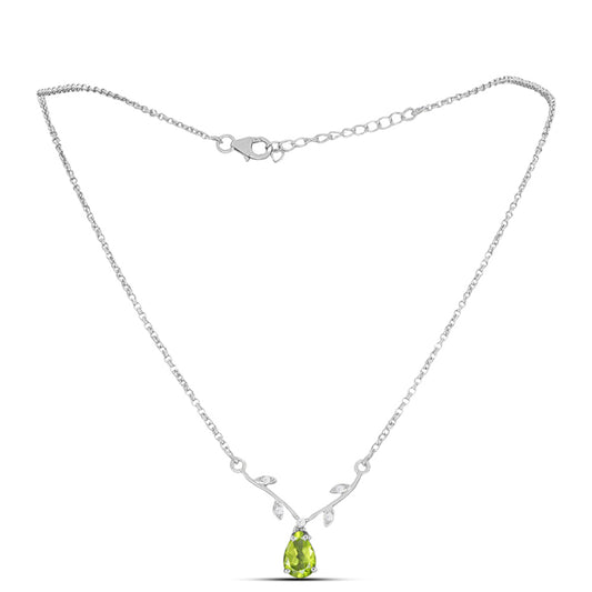 Silberhalskette mit Peridot aus Changbai und weißem Topas