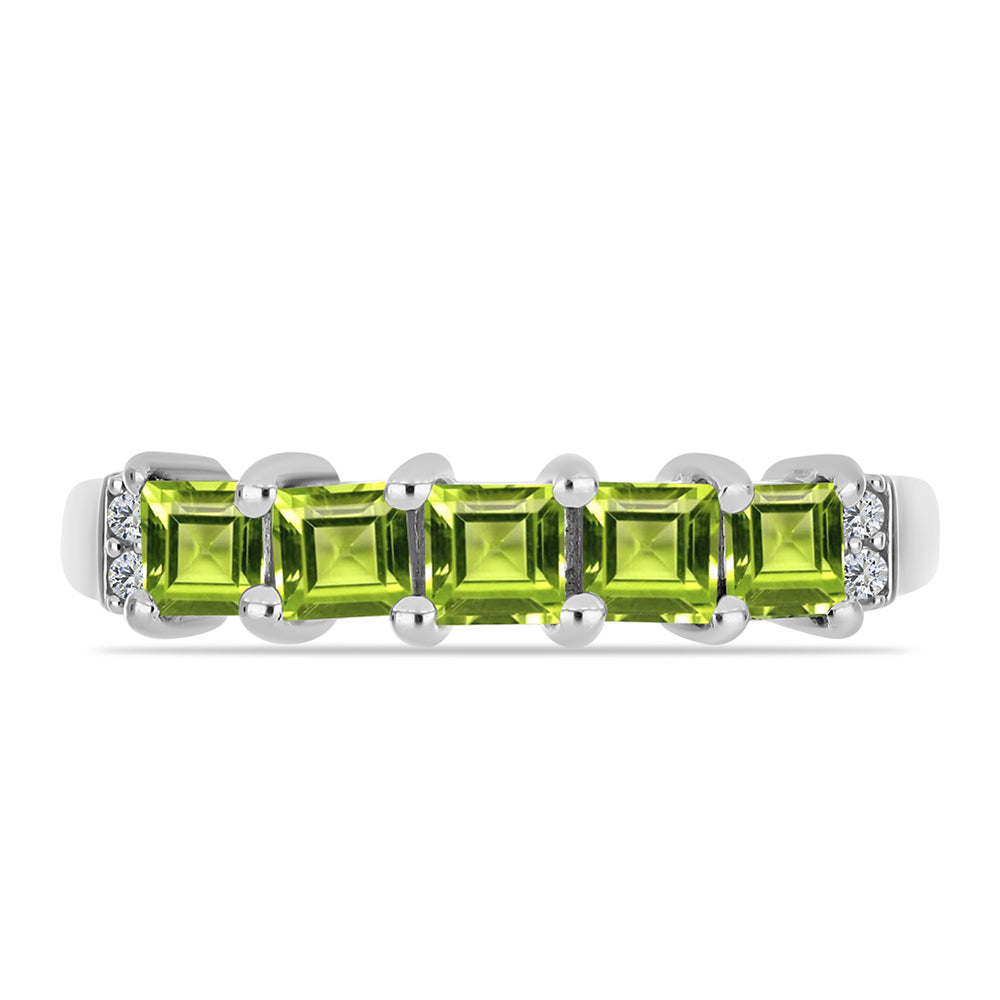Silberring mit Peridot aus Changbai und weißem Topas