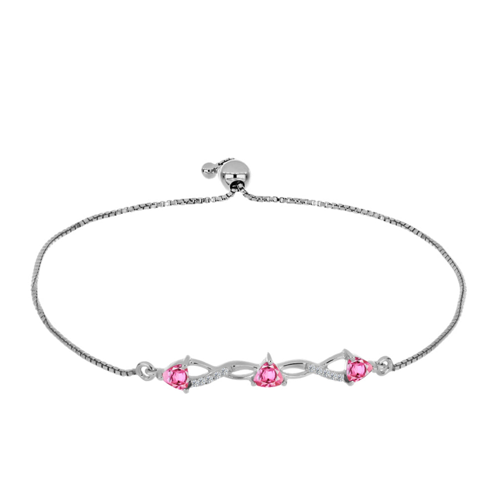 Silberarmband mit rosafarbenem Turmalin aus Pelmadulla und weißem Topas 1 