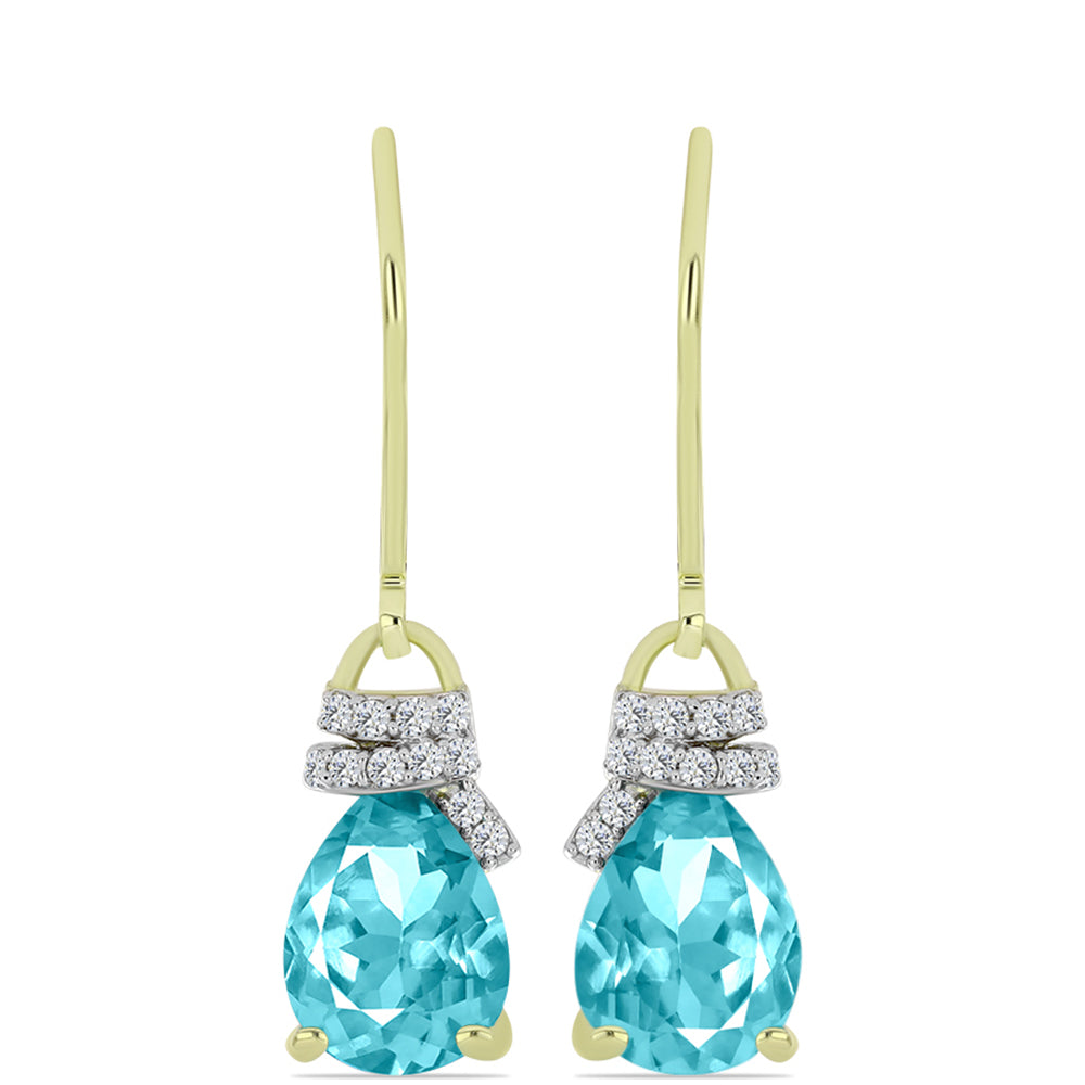 Goldplattierte Silberohrringe mit Paraiba Quarz und weißem Topas