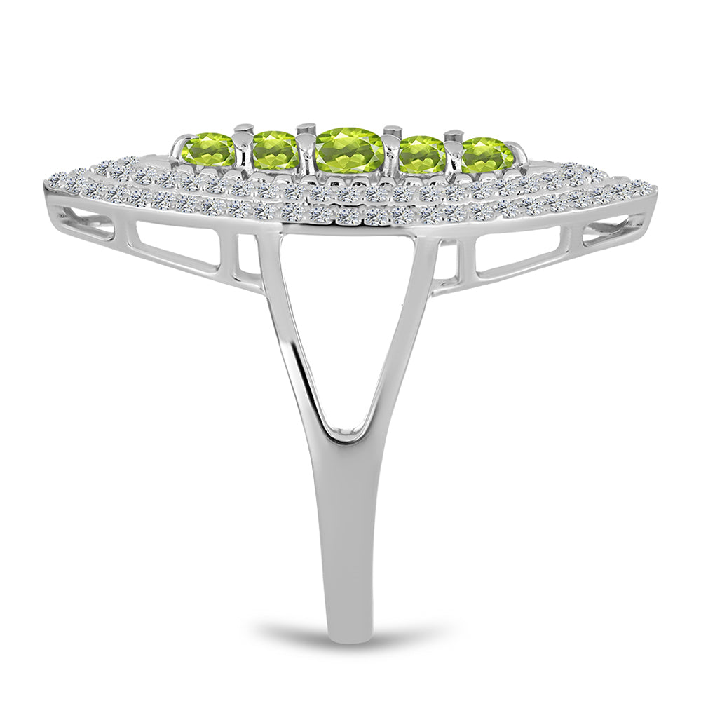 Silberring mit Peridot aus Changbai und weißem Topas